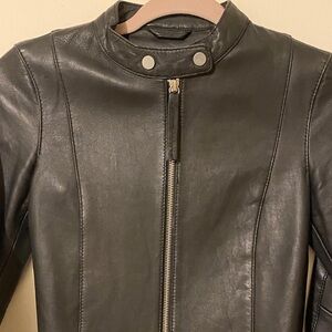 Zara Basic Black Genuine Sheep Leather Jacket - Black